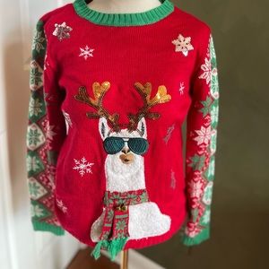 33 degrees sequined llama Christmas sweater ugly Christmas sweater party Size XL
